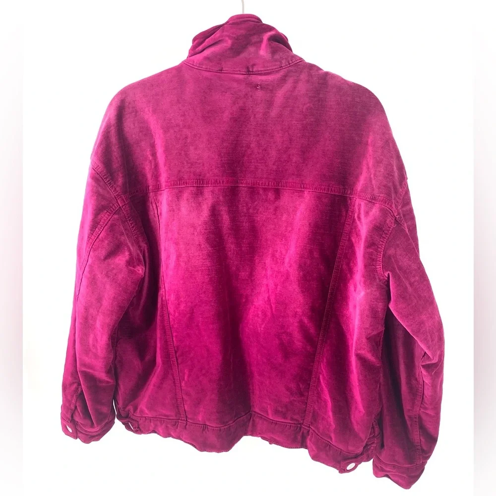 Free People Magenta Velvet Bomber Jacket - Picture 11 of 16